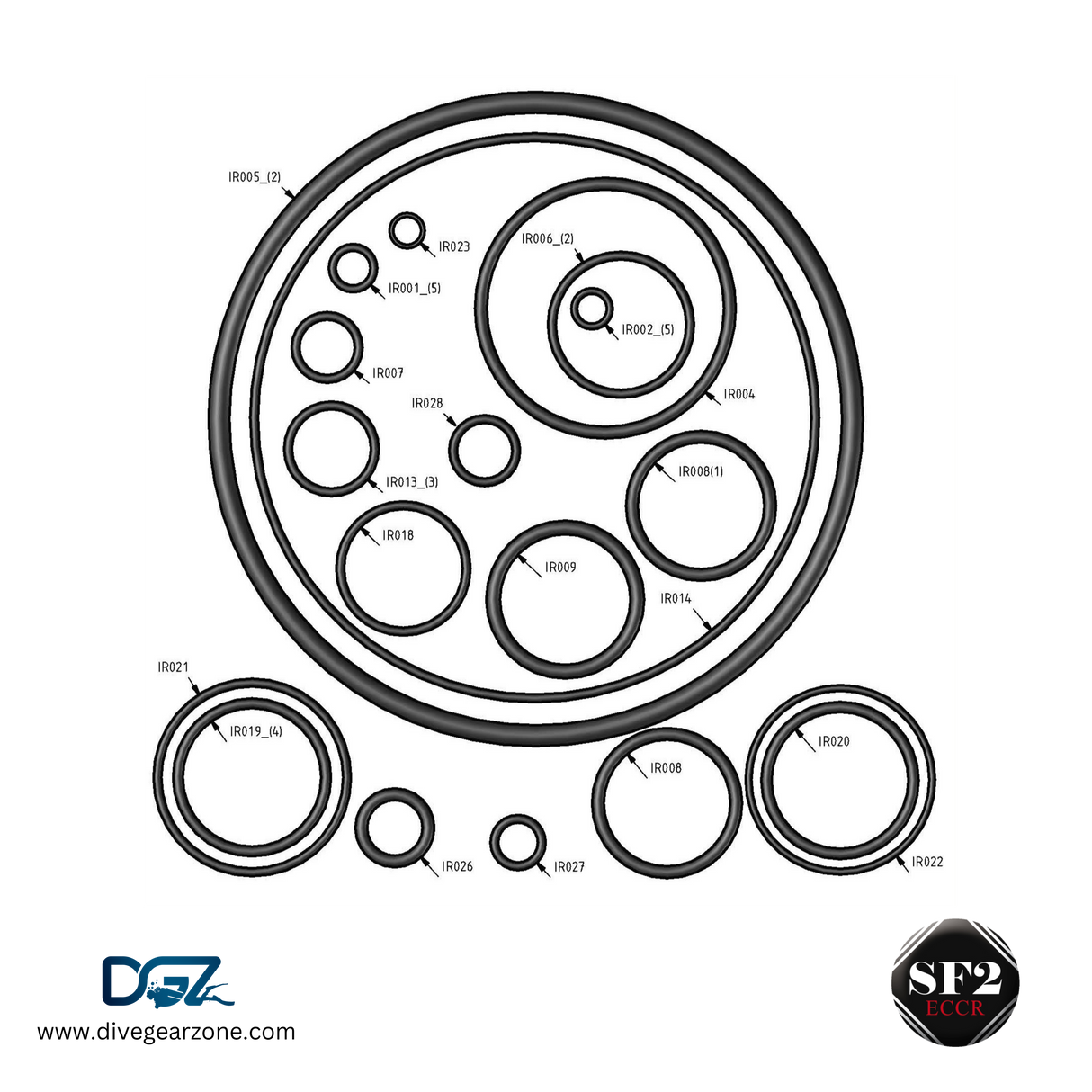SF2 eCCR O-Ring Kit Sidemount