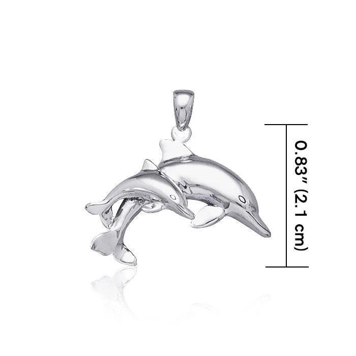 Dive Silver Mother & Baby Dolphin Pendant