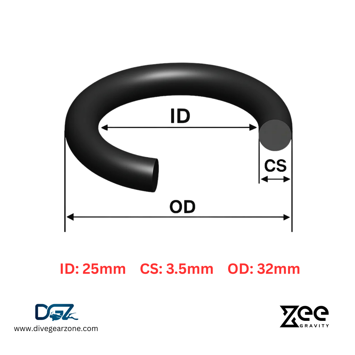 Zee Gravity O-Ring IDxCS: 25x3.5mm - Qty of Two
