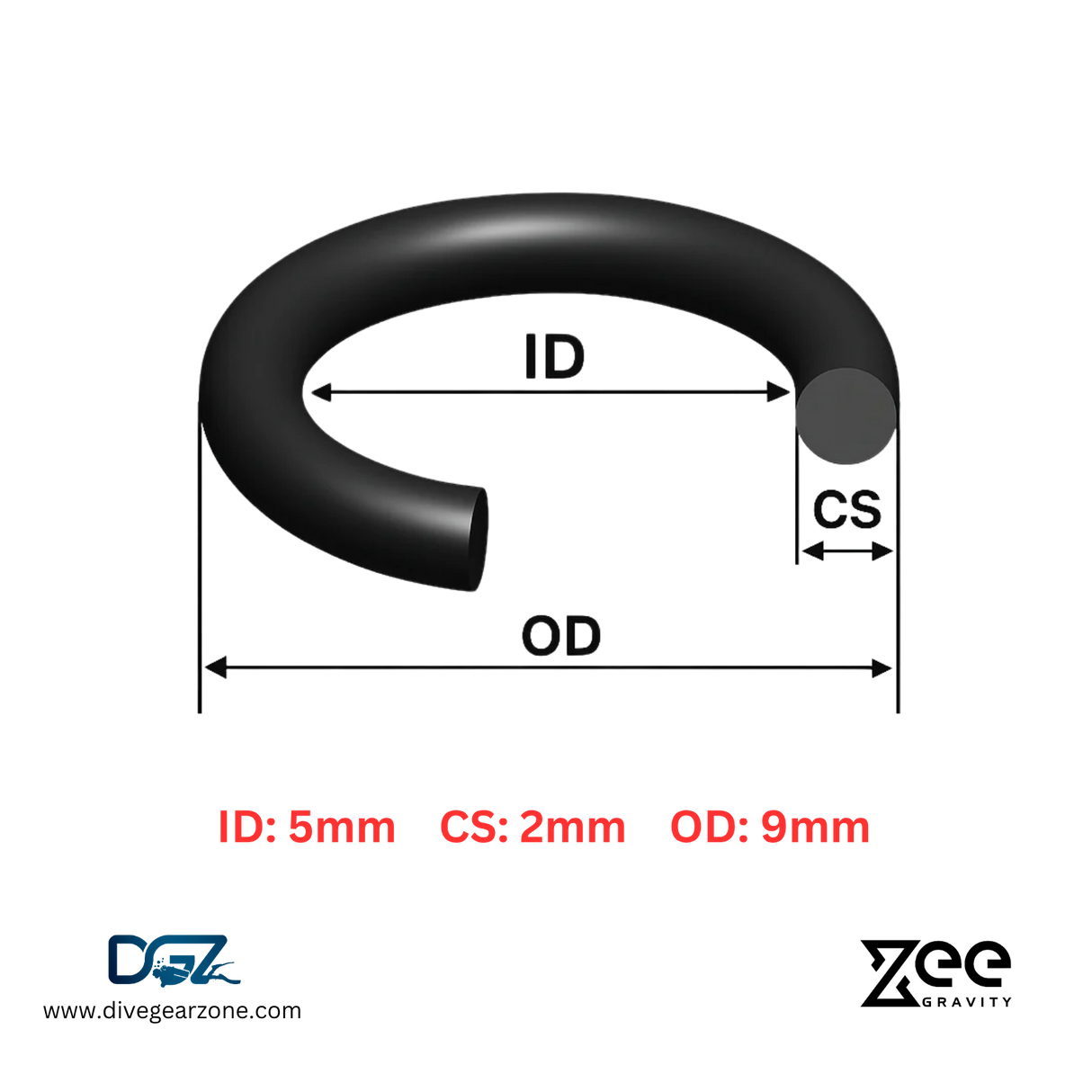 Zee Gravity O-Ring IDxCS: 5x2 mm - Qty of Five
