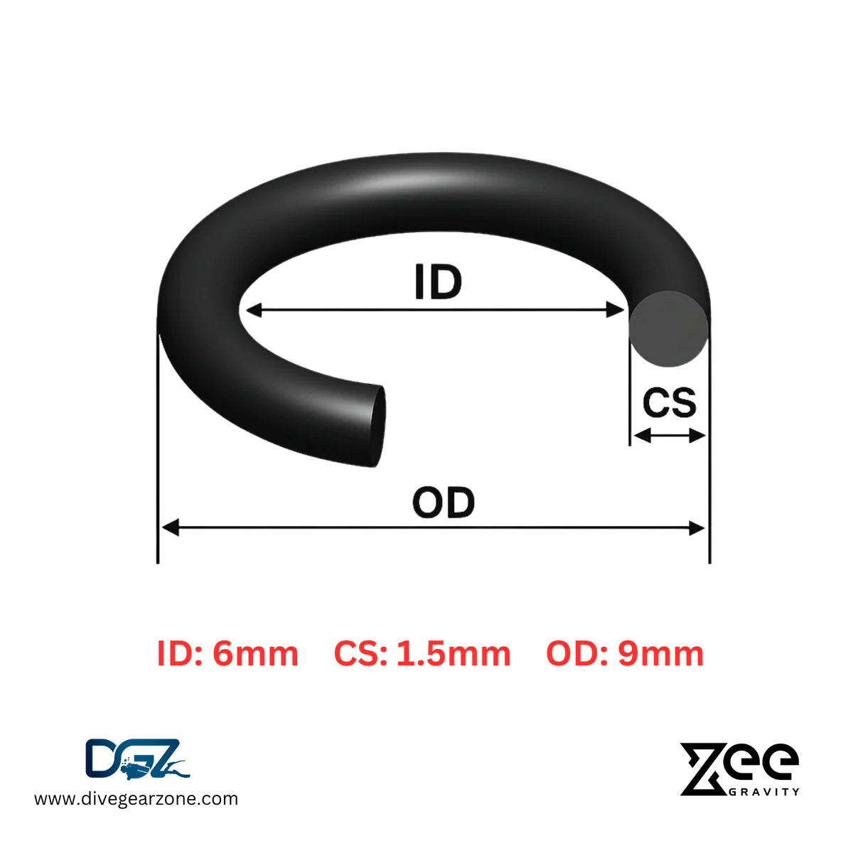 Zee Gravity O-Ring IDxCS: 6x1.5mm - Qty of Five