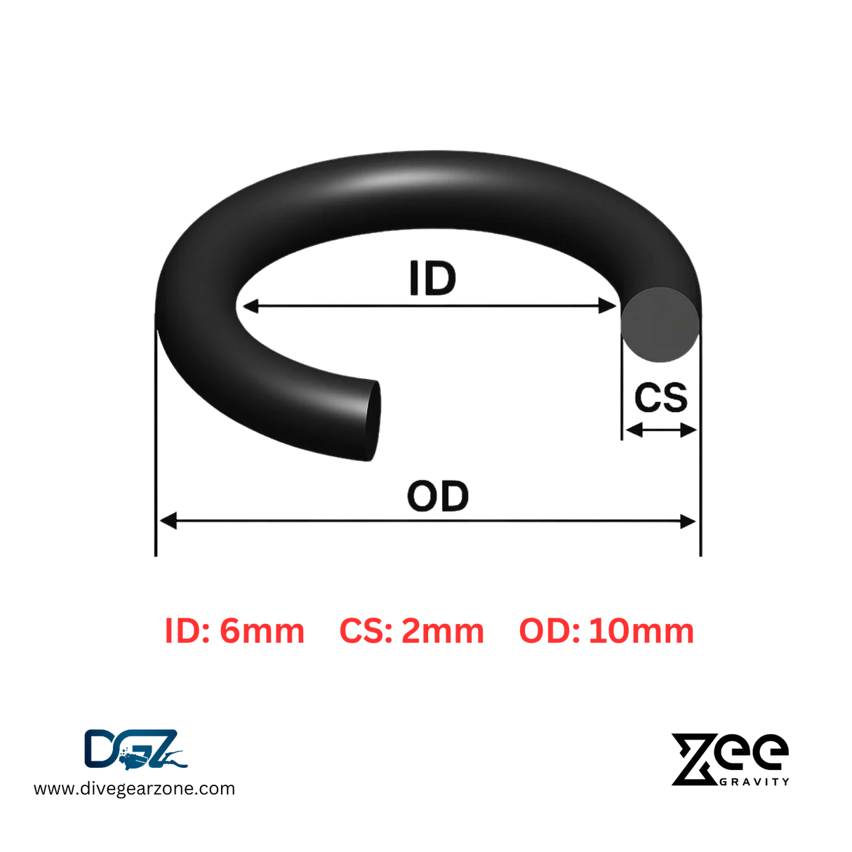Zee Gravity O-Ring IDxCS: 6x2mm - Qty of Five