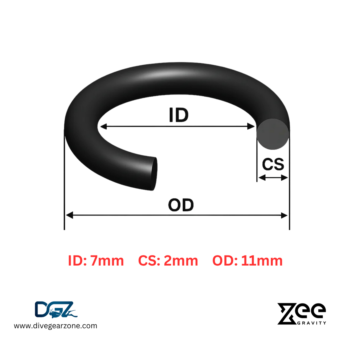 Zee Gravity O-Ring IDxCS: 7x2mm - Qty of Five