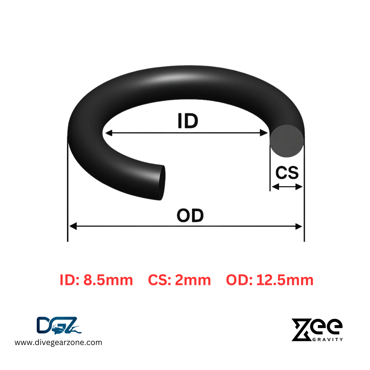 Zee Gravity O-Ring IDxCS: 8.5x2mm - Qty of Five