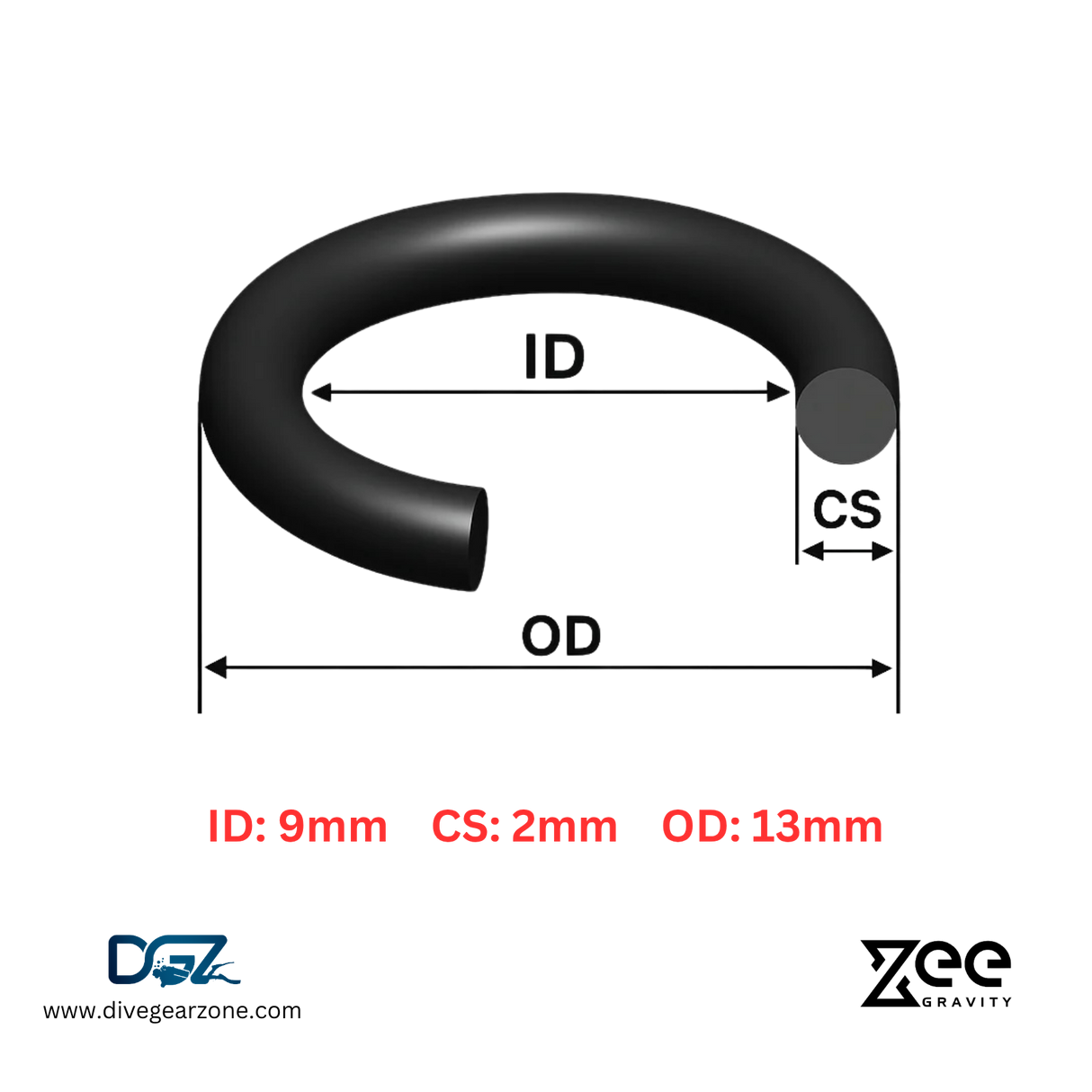 Zee Gravity O-Ring IDxCS: 9x2mm - Qty of Five