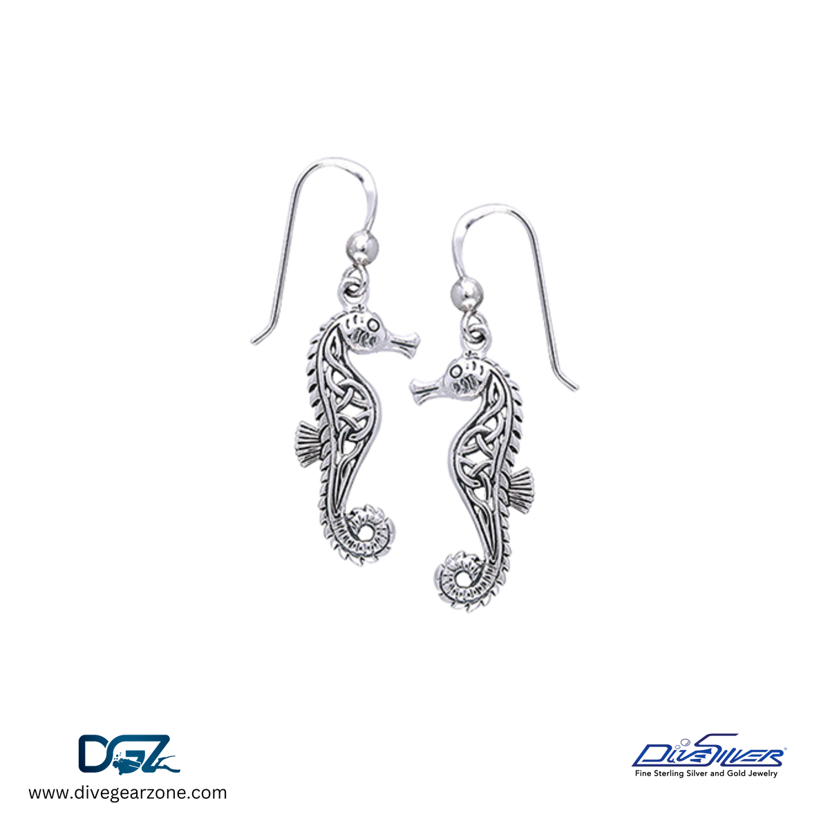 Dive Silver Celtic Seahorse Hook Earring