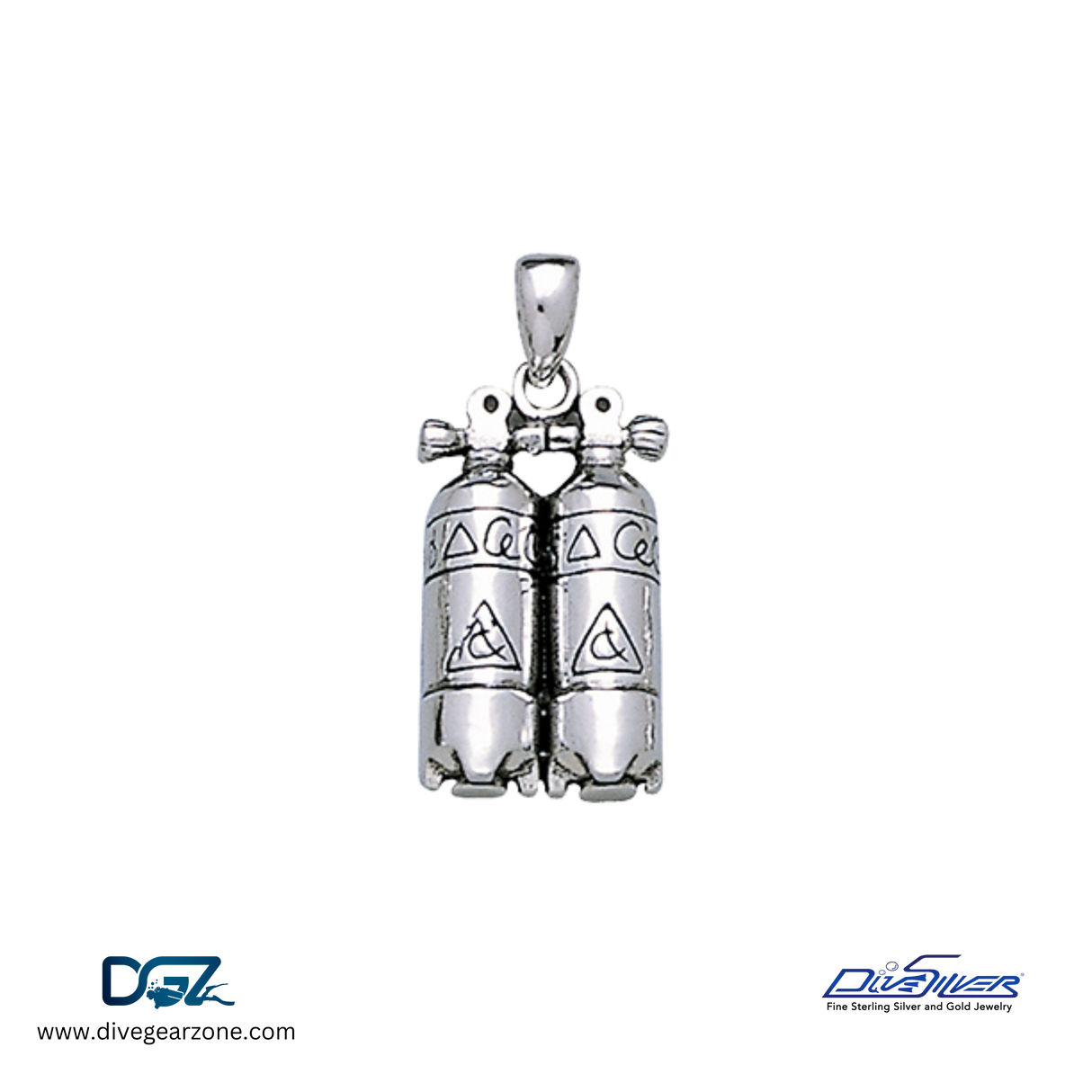 Dive Silver Double Dive Tank Pendant
