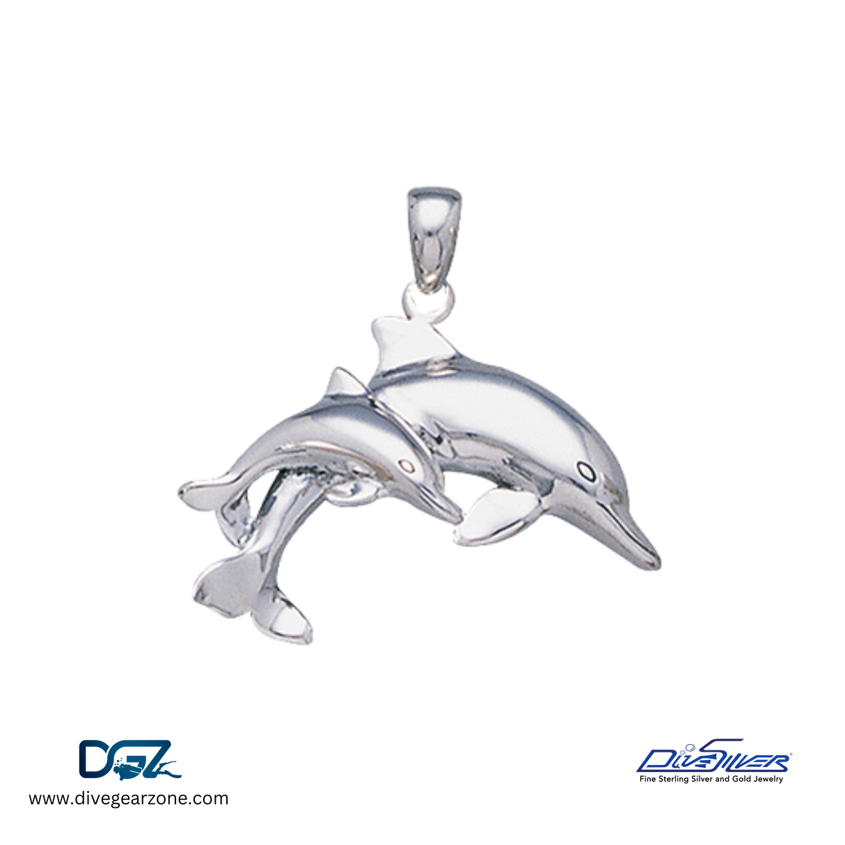 Dive Silver Mother & Baby Dolphin Pendant