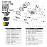 Sherwood Brut Pro, Magnum Pro, Octopus Second Stage Parts