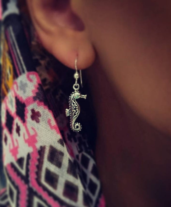 Dive Silver Celtic Seahorse Hook Earring