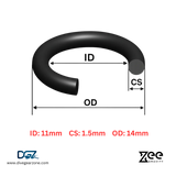 Zee Gravity O-Ring IDxCS: 11x1.5mm - Qty of Five