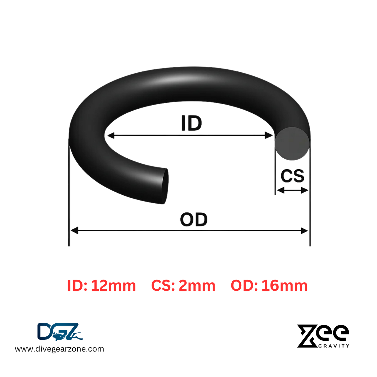 Zee Gravity O-Ring IDxCS: 12x2mm - Qty of Five