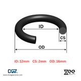 Zee Gravity O-Ring IDxCS: 12x2mm - Qty of Five