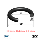 Zee Gravity O-Ring IDxCS: 13x2.5mm - Qty of Five
