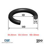 Zee Gravity O-Ring IDxCS: 25x3.5mm - Qty of Two