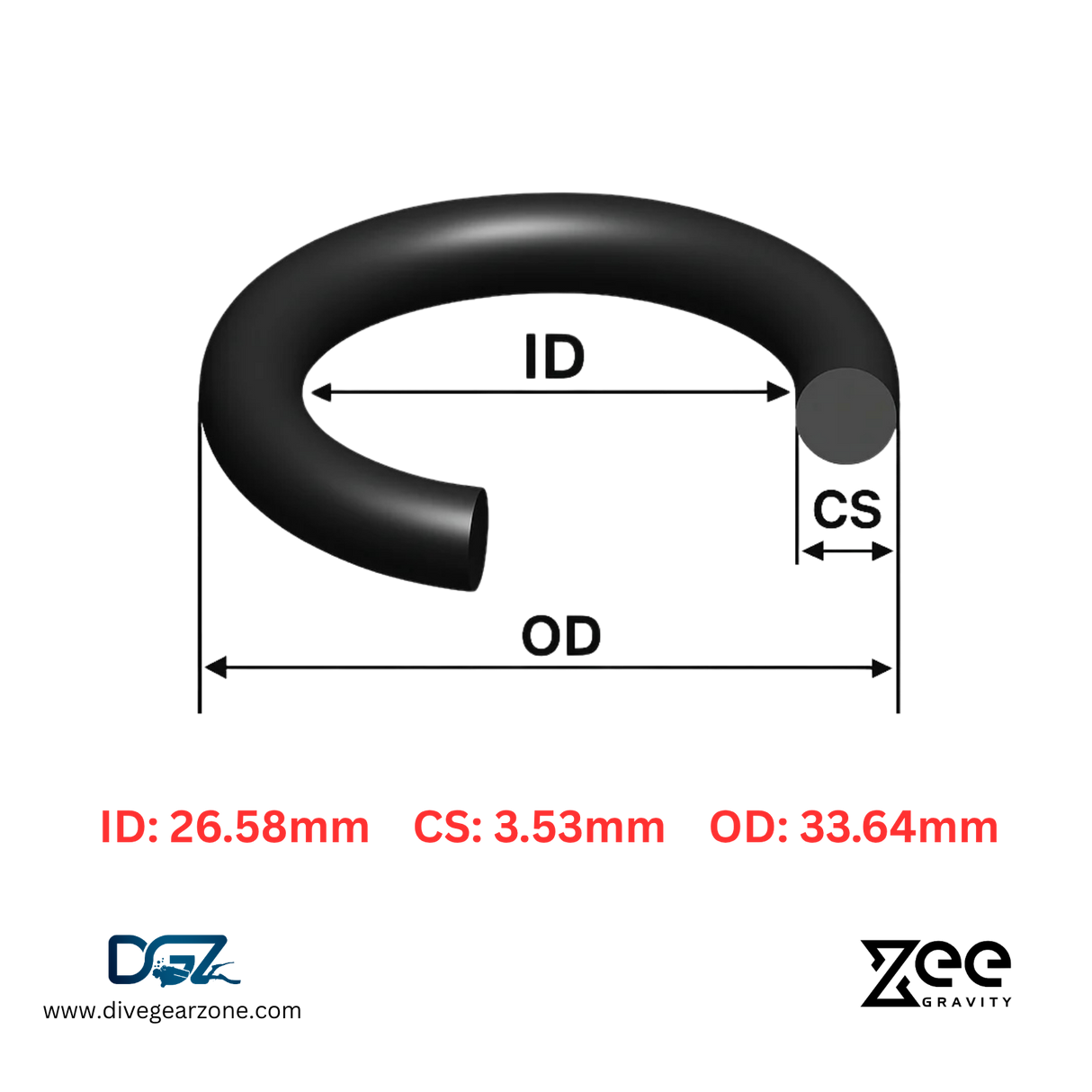 Zee Gravity O-Ring IDxCS: 26.58x3.53mm - Qty of Two