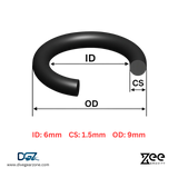 Zee Gravity O-Ring IDxCS: 6x1.5mm - Qty of Five