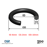 Zee Gravity O-Ring IDxCS: 6x2mm - Qty of Five