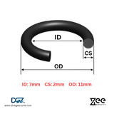 Zee Gravity O-Ring IDxCS: 7x2mm - Qty of Five