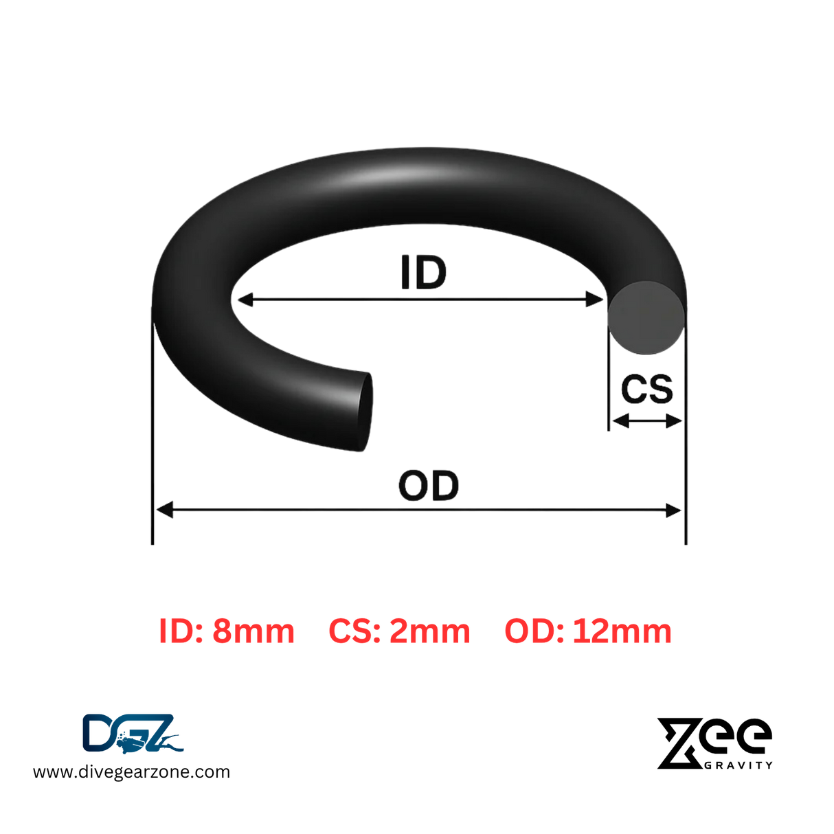 Zee Gravity O-Ring IDxCS: 8x2mm - Qty of Five